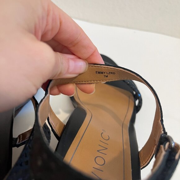 Vionic Women's Black Pyrite Emmy Backstrap Wedge - Picture 7 of 7